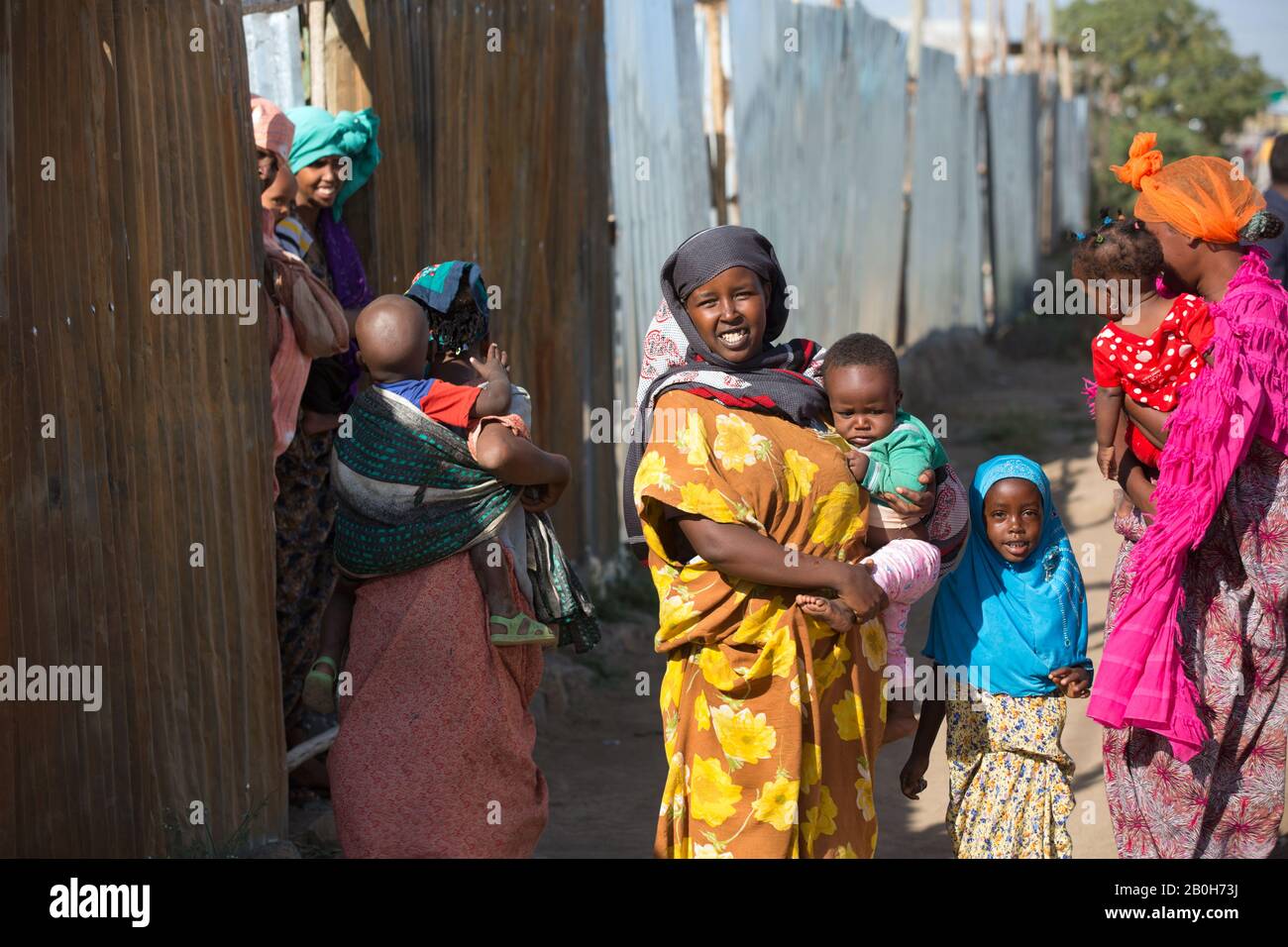 02.11.2019, Adama, Oromiyaa, Ethiopia - 8000 IDPs from the Somalia region live and reside in four refugee camps on the outskirts of the city. Women wi Stock Photo