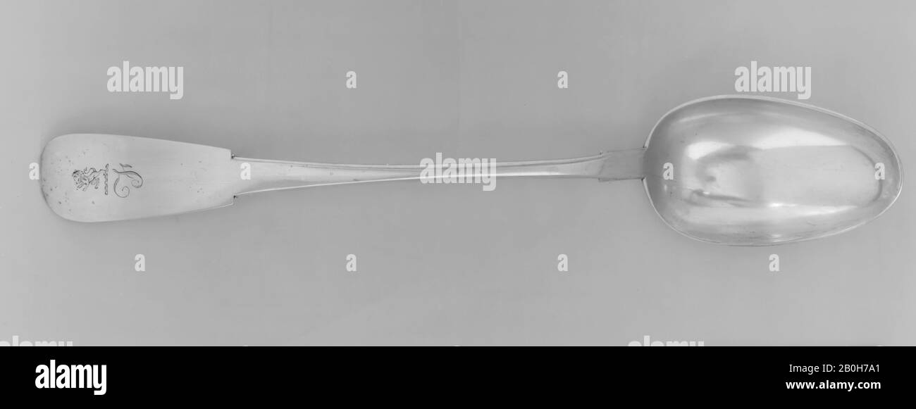 Gravy spoon, Irish, Dublin, 1718, Irish, Dublin, Silver, Length: 14 3/4 in. (37.5 cm), Metalwork-Silver Stock Photo