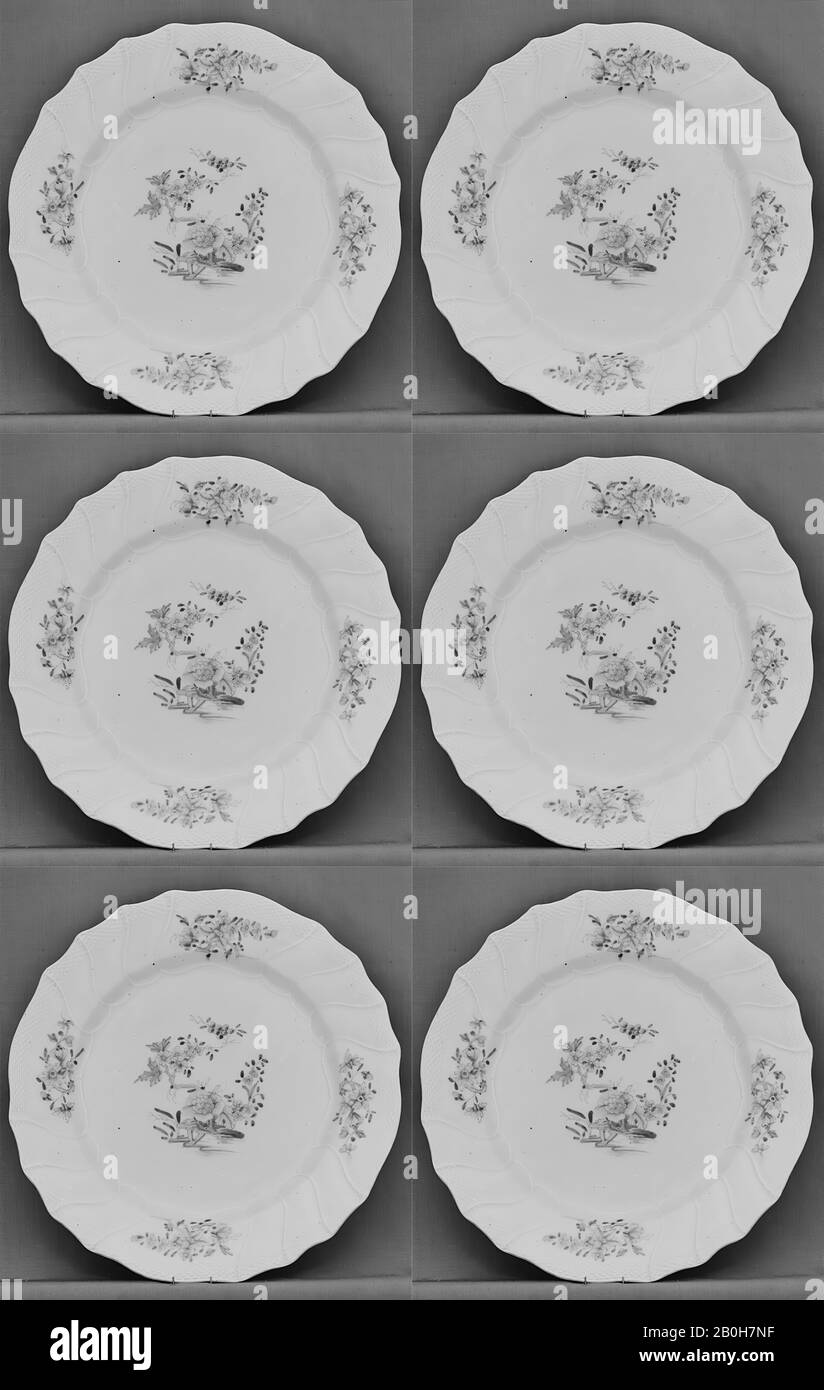 Tournai, Plate, Belgian, Tournai, Tournai (Belgian, established ca. 1750), ca. 1770–75, Belgian, Tournai, Soft-paste porcelain, Diameter: 9 1/2 in. (24.1 cm), Ceramics-Porcelain Stock Photo