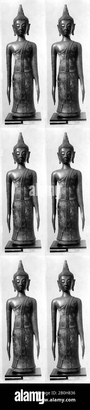 Standing Buddha, Thailand, 15th century, Thailand, Bronze, H. 30 7/32 in. (76.8 cm), Sculpture Stock Photo