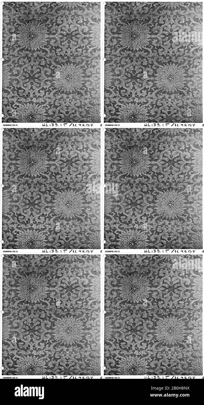 Piece, China, 17th century(?), China, Silk, cotton, 21 x 20 in. (53.34 x 50.80 cm), Textiles-Woven Stock Photo