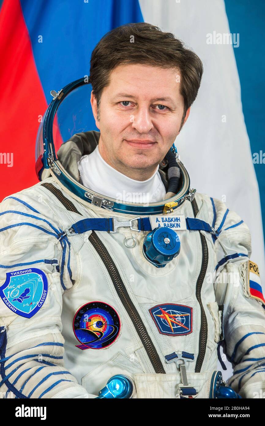 International Space Station Expedition 63 prime crew member Andrei Babkin of Roscosmos poses for a portrait at the Gagarin Cosmonaut Training Center December 18, 2019 in Star City, Russia. Expedition 63 is expected to launch to the International Space Station in April 2020. Stock Photo