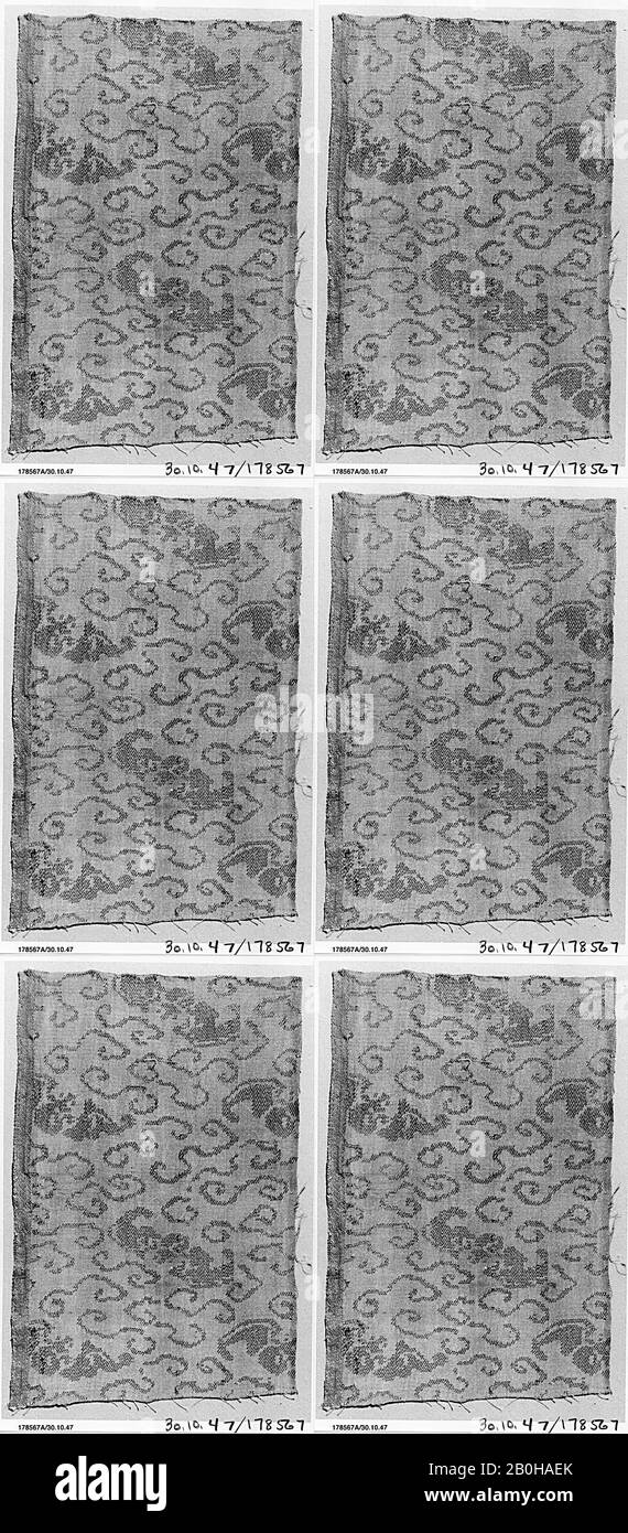 Piece, China, Qing dynasty (1644–1911), Date 19th century, China, Silk, 6 x 4 in. (15.24 x 10.16 cm), Textiles-Woven Stock Photo