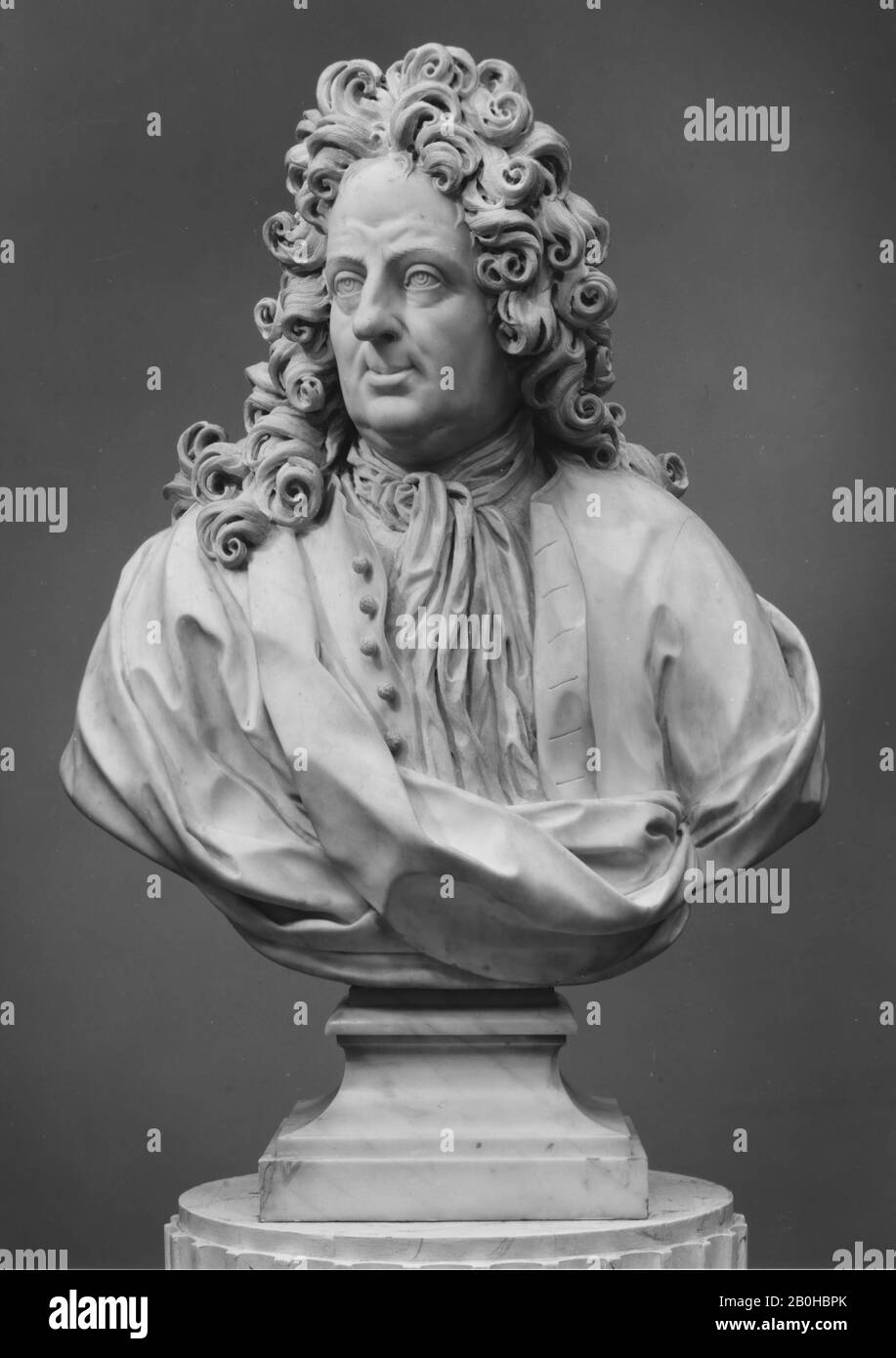 Bernardino Cametti, Giovanni Andrea Muti, Italian, Rome, Bernardino Cametti (1670–1736), ca. 1725, Italian, Rome, Marble, Height (bust): 31 in. (78.7 cm); Height (socle): 7 1/2 in. (19.1 cm), Sculpture Stock Photo
