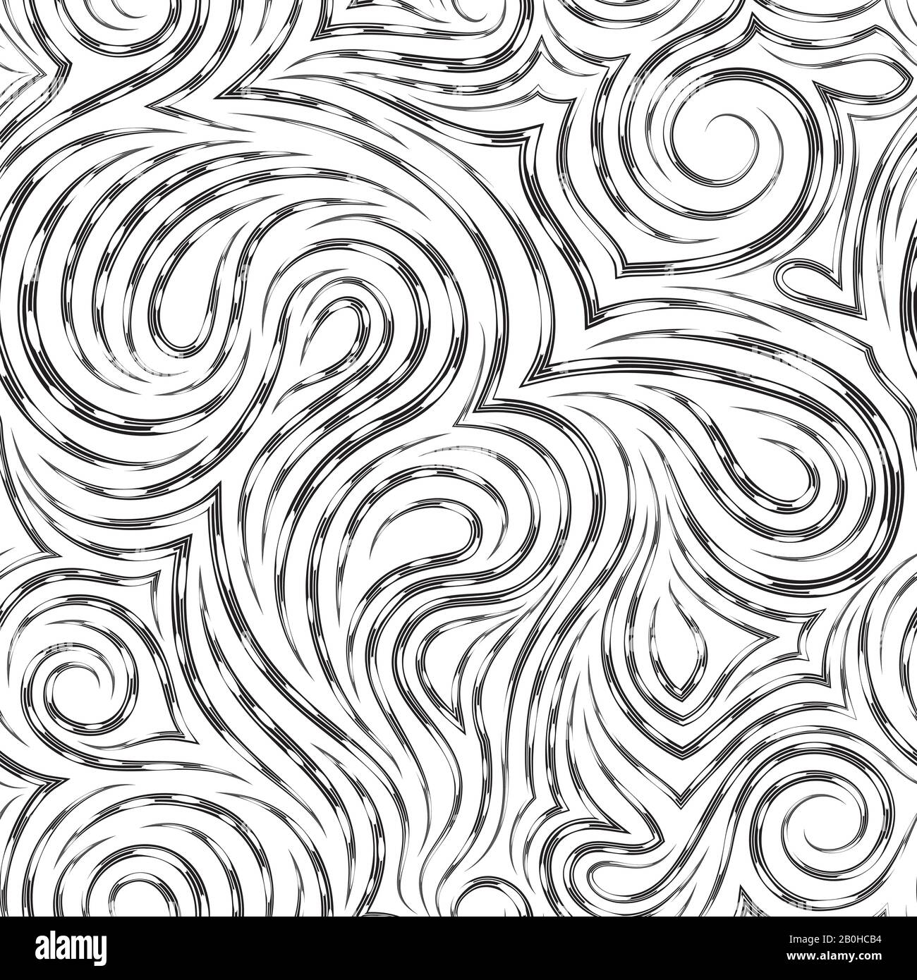 Swirly line curl patterns isolated on white background. Vector