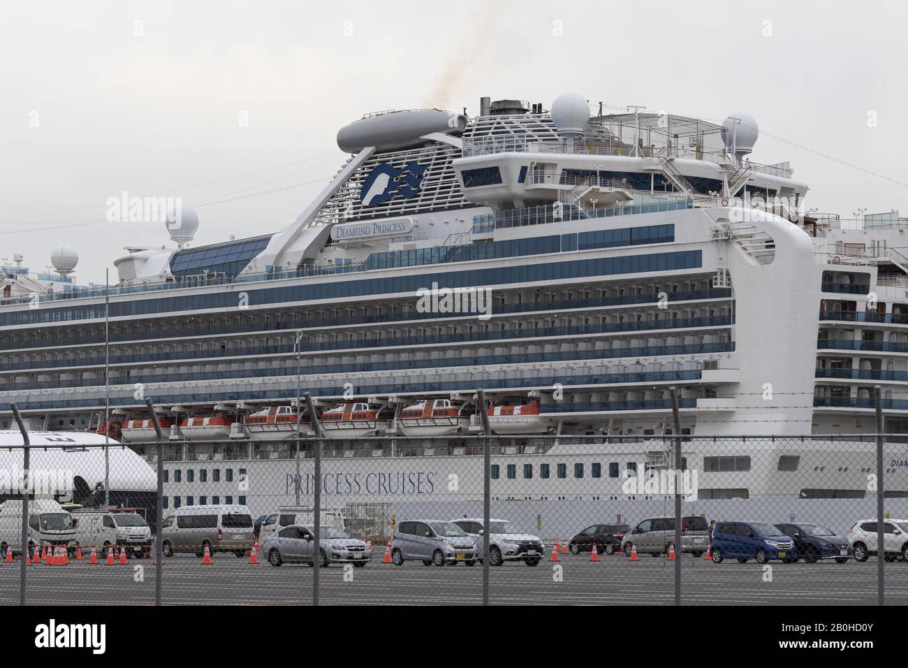 The quarantined cruise ship Diamond Princess anchors at the Daikoku Pier Cr...