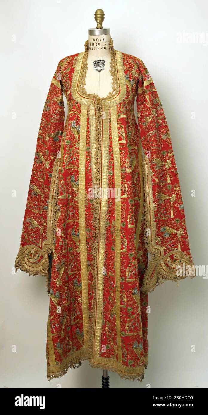 Yelek, Robe, first half 19th century, Made in Turkey, Wool, silk, metal  wrapped thread, cotton; embroidered, Length at CB: 28 1/2 in. (72.4 cm),  Main dress-Womenswear Stock Photo - Alamy