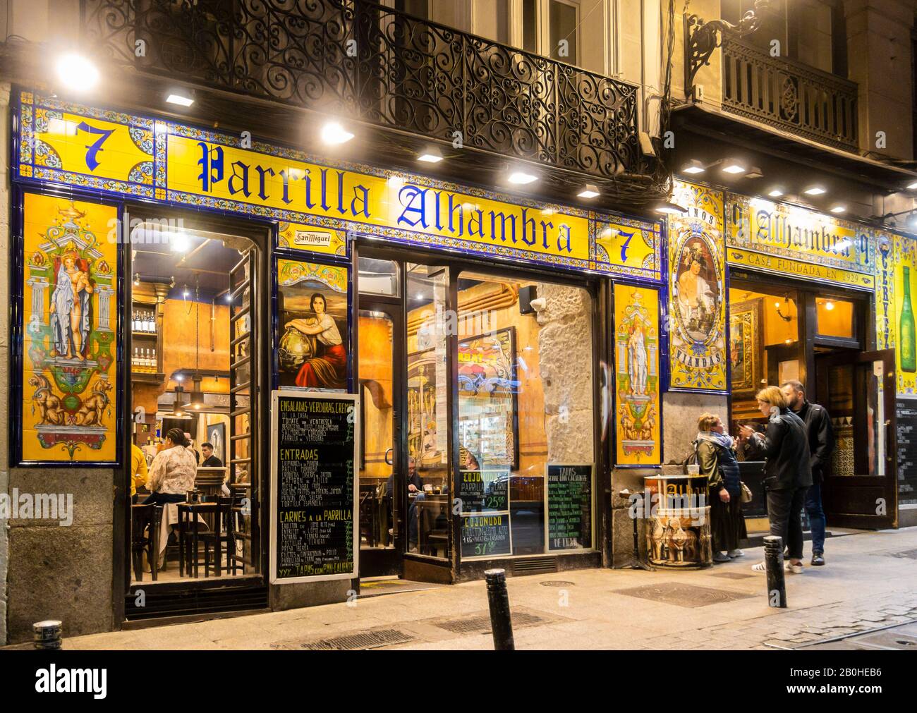 Parrilla Alhambra tapas bar near Paza Mayor in Madrid city centre. Madrid Spain Stock Photo