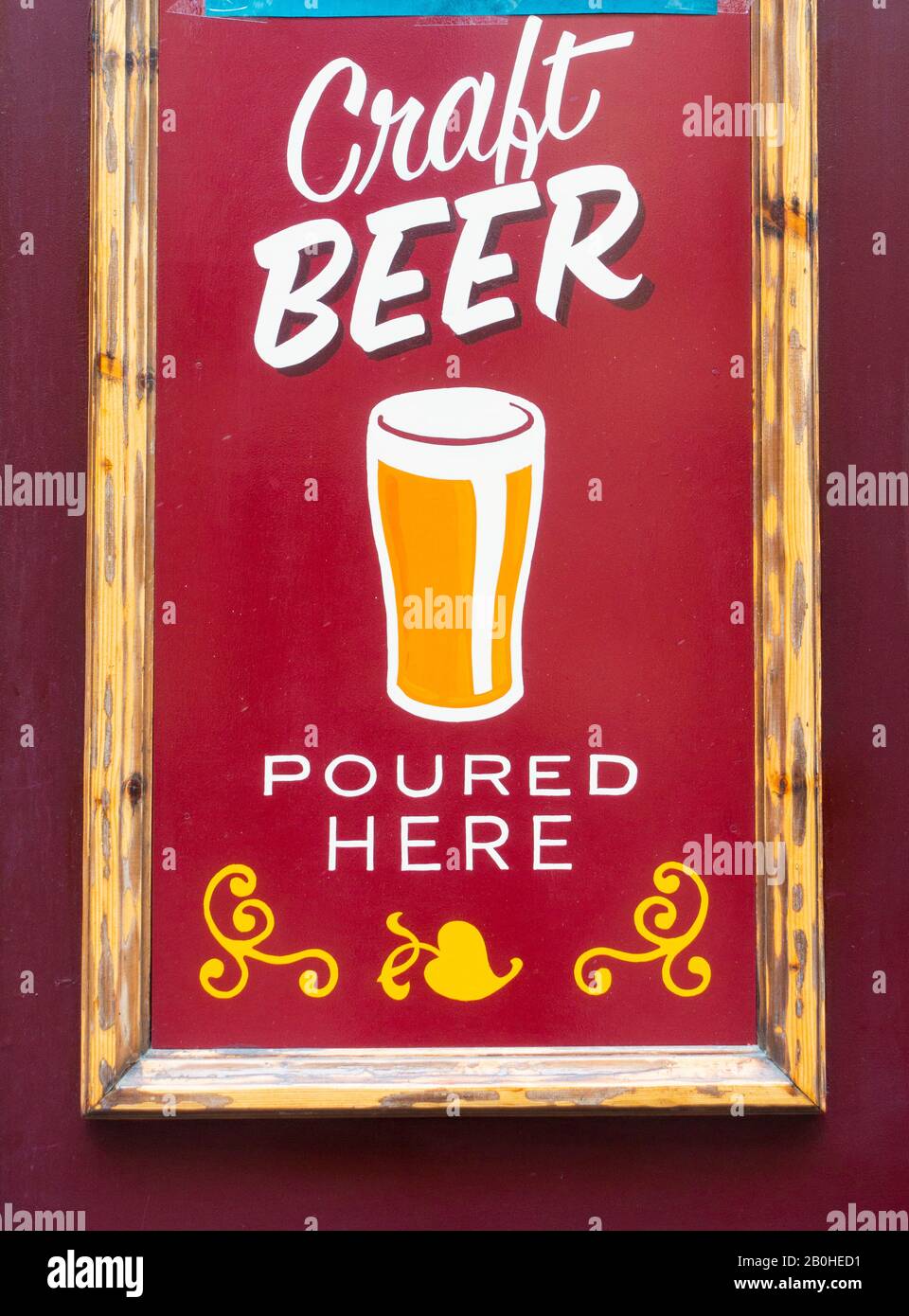 Craft Beer sign outside bar Stock Photo