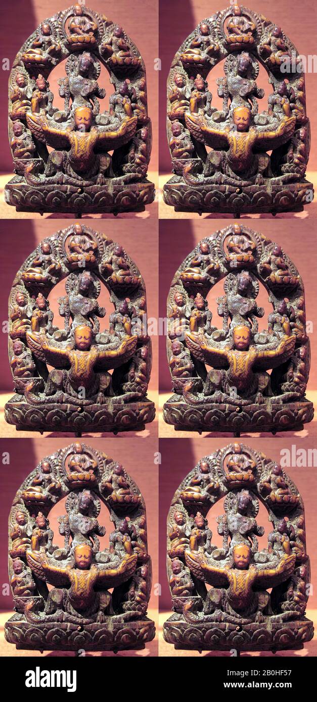 Vishnu on Garuda, Nepal (Kathmandu Valley), 15th century, Nepal (Kathmandu Valley), Ivory, H. 5 7/8 in. (14.9 cm), Sculpture Stock Photo