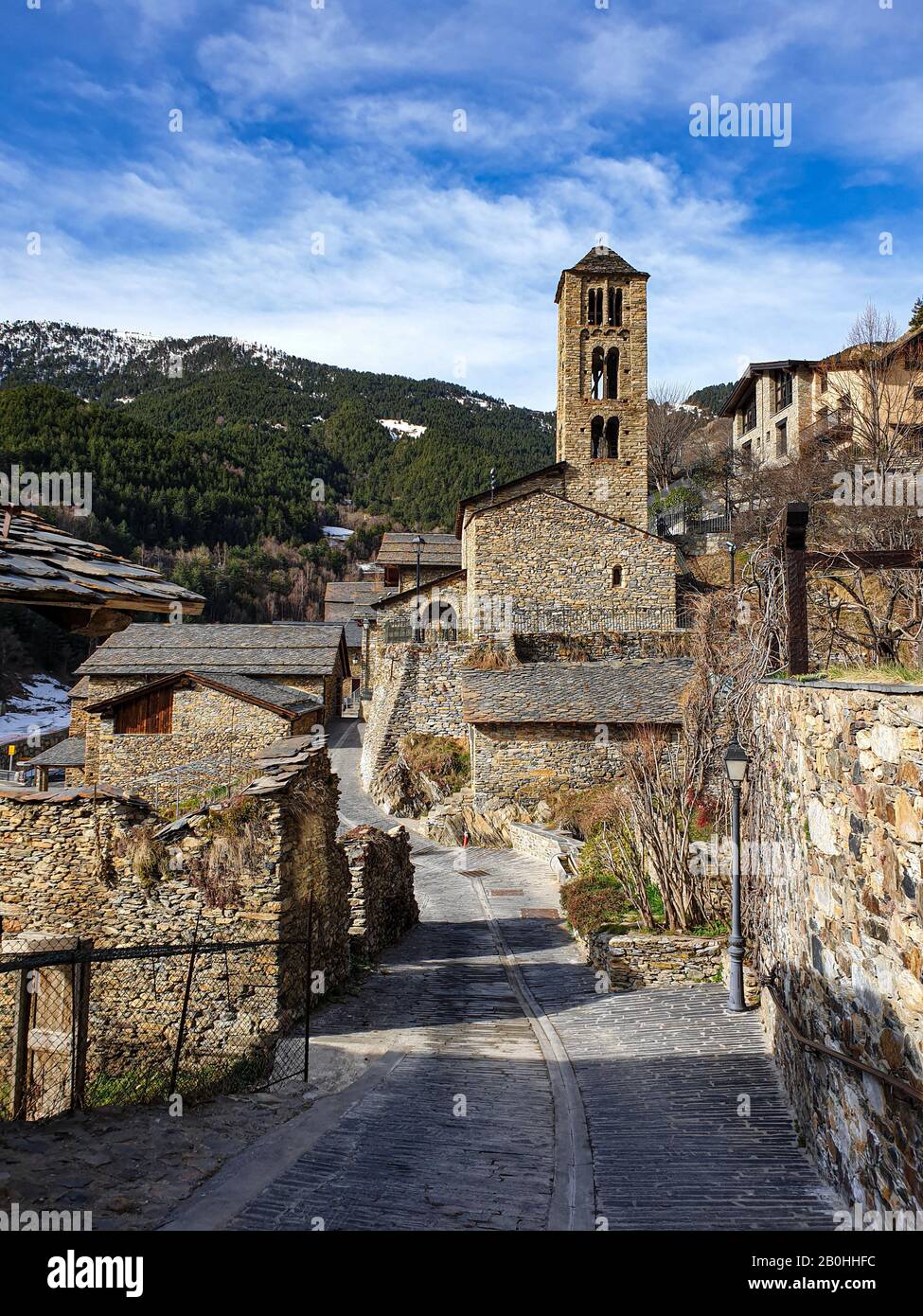 Pal Village in Andorra Pyrenees Mountains. Stock Photo