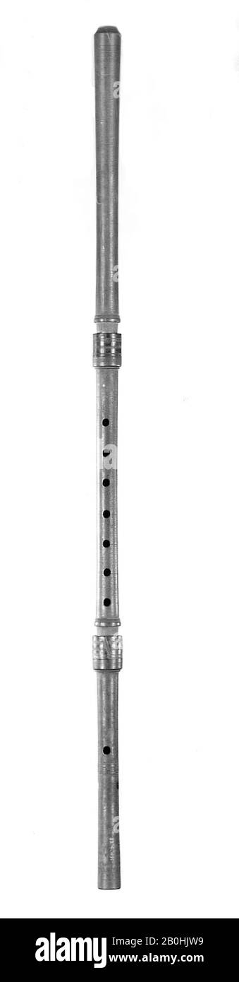 Kaval, Bulgarian, late 19th century, Bulgaria, Bulgarian, Wood, Length: 82 cm (32-5/16 in.), L. of upper section: 30.1 cm (11-13/16 in.), L. of middle section: 30.1 cm (11-13/16 in.), L. of lower section: 24.3 cm (9-9/16 in.), Aerophone-Blow Hole-end-blown flute (vertical Stock Photo