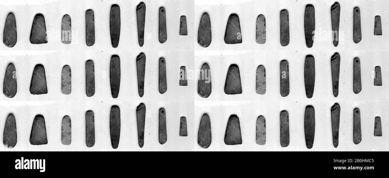 Spatula, New Kingdom, Ramesside, Dynasty 19–20, ca. 1295–1070 B.C., From Egypt, Memphite Region, Lisht North, Cemetery, debris, Slate, L. 5.5 cm (2 3/16 in Stock Photo