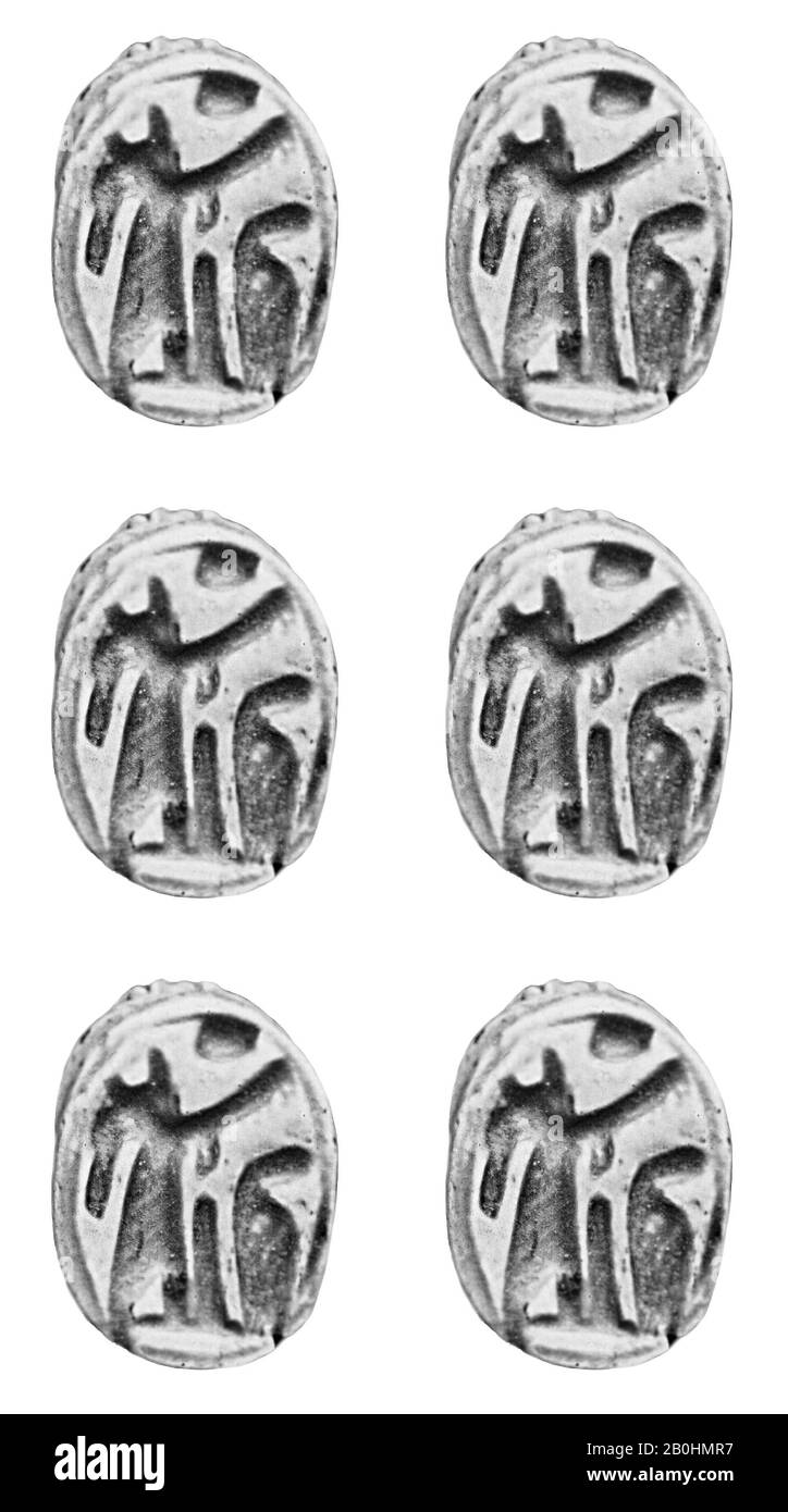 Scarab, New Kingdom, Ramesside, Dynasty 19–20, ca. 1295–1070 B.C., From Egypt, Memphite Region, Lisht North, Cemetery, debris, 1920–22, Steatite, green glazed, L. 1.4 cm (9/16 in Stock Photo