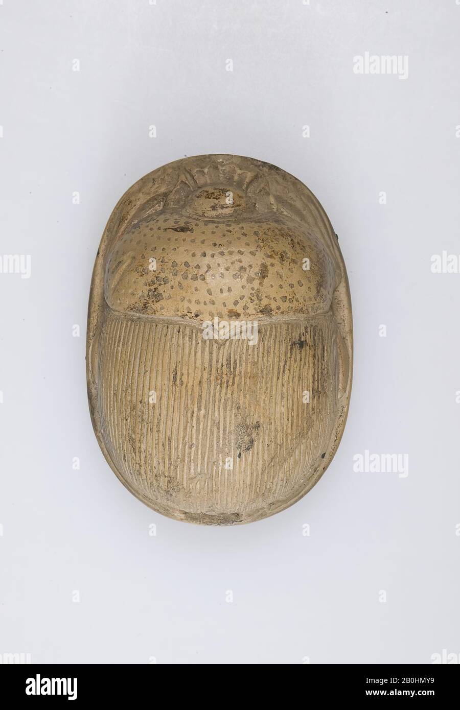 Heart Scarab, New Kingdom, Ramesside, Dynasty 19–20, ca. 1295–1070 B.C., From Egypt, Limestone, l. 8.3 cm (3 1/4 in); w. 5.9 cm (2 5/16 in); h. 3 cm (1 3/16 in Stock Photo