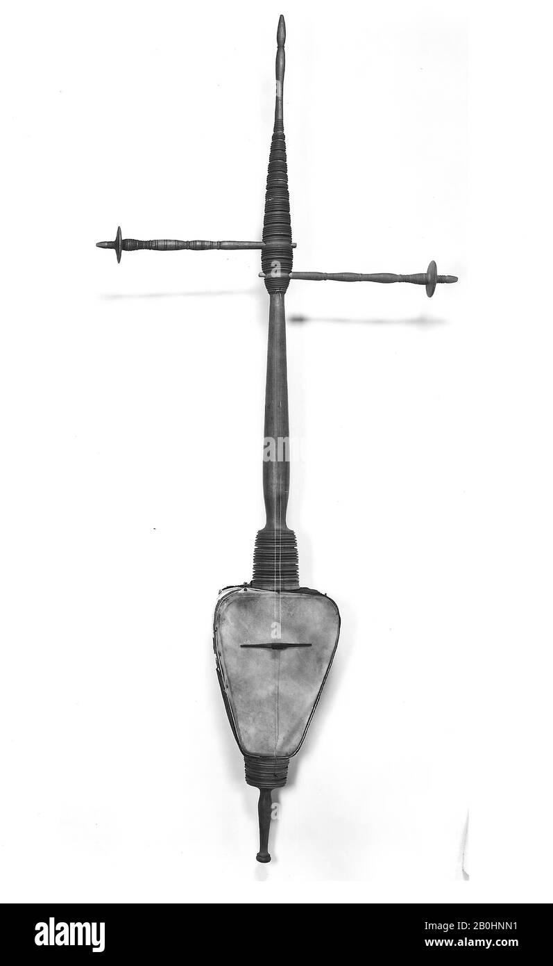 Rebab, Javanese, 19th century, Bandung, Java, Indonesia, Javanese, Wood (nangha ), fabric, metal., L: 116.7 cm (45-15/16 in.); W: cm.; D: 8.1 cm (3-3/8 in.), Chordophone-Lute-bowed-unfretted Stock Photo