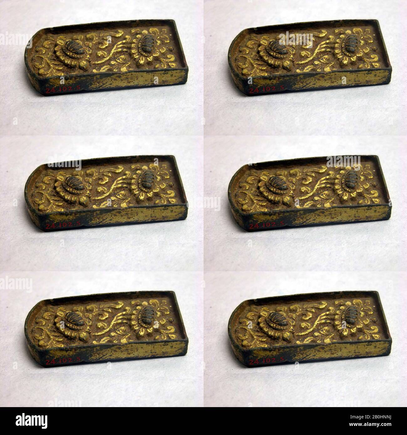 Ornament for Girdle, China, Tang dynasty (618–907), Culture: China, Gilt bronze, H. 2 in. (5.1 cm); W. 1 in. (2.5 cm), Metalwork Stock Photo