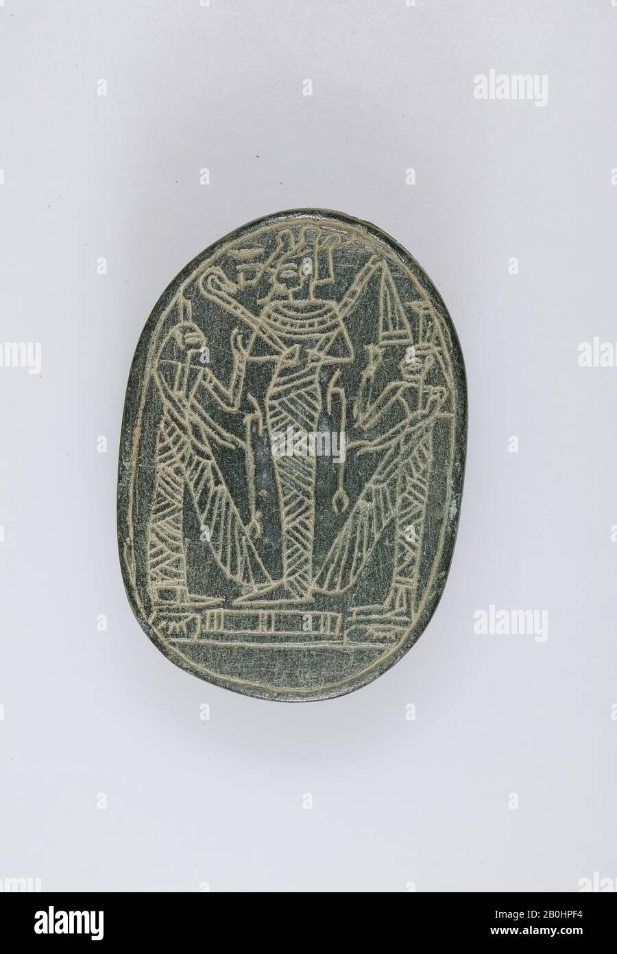 Heart Scarab, New Kingdom, Ramesside, Dynasty 19–20, ca. 1295–1070 B.C., From Egypt, Serpentinite, l. 7.8 cm (3 1/16 in); w. 5.4 cm (2 1/8 in); h. 2.1 cm (13/16 in Stock Photo