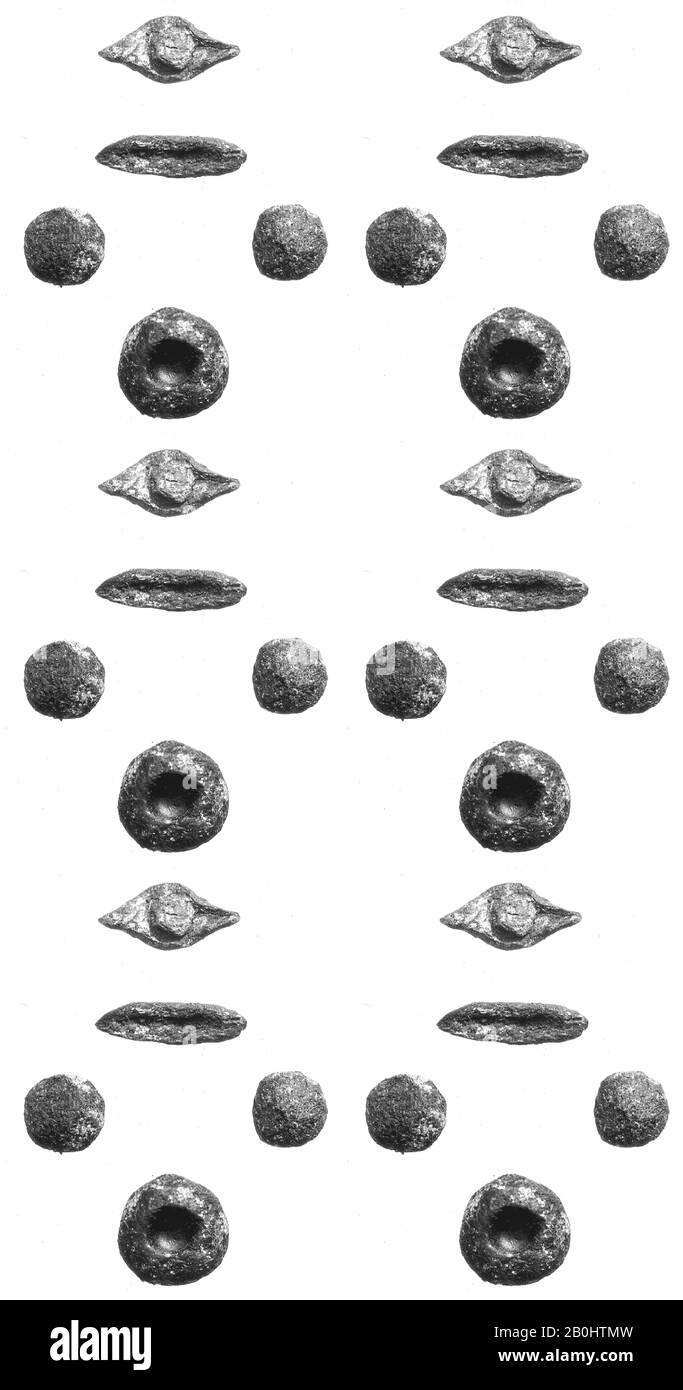 Set of amulets, Roman Period, Date 30 B.C.–A.D. 364, From Egypt, Upper Egypt, Thebes, Deir el-Bahri, Roman Burial XL-B, Wax, gold leaf Stock Photo