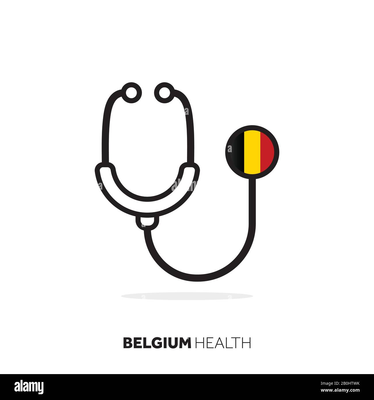 Belgium healthcare concept. Medical stethoscope with country flag Stock Vector