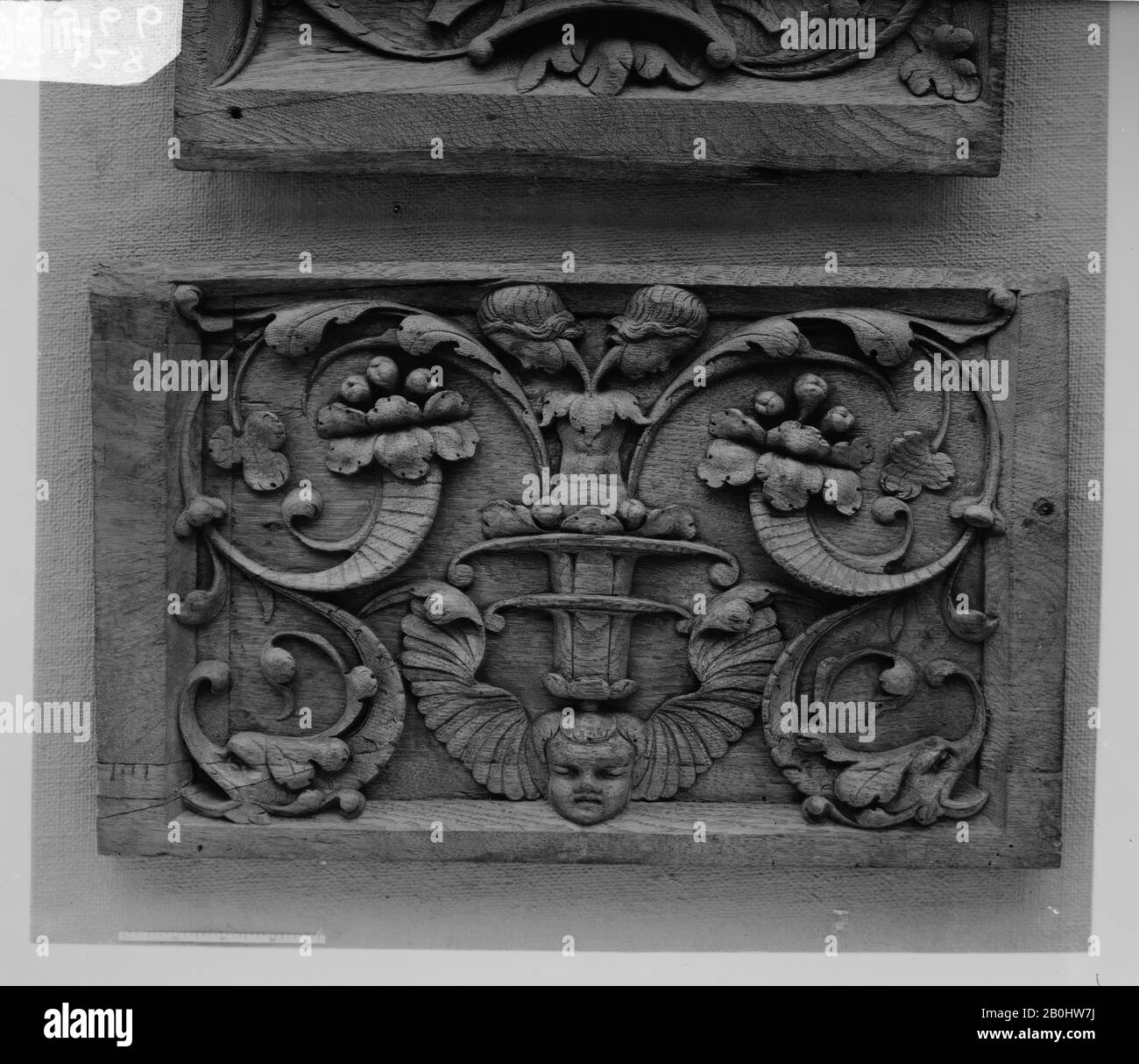 Panel, French, 16th century, French, Carved wood, 13 1/4 × 19 1/2 in. (33.7 × 49.5 cm), Woodwork Stock Photo