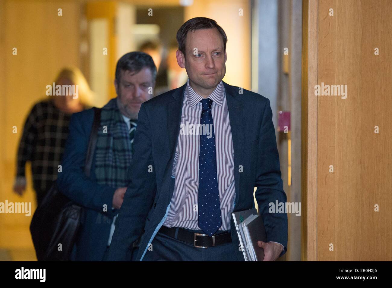 Edinburgh, UK. 20th Feb, 2020. Pictured: Liam Kerr MSP - Deputy Leader, Shadow Cabinet Secretary for Justice, seen after decision time at the Scottish Parliament in Holyrood, Edinburgh. Credit: Colin Fisher/Alamy Live News Stock Photo