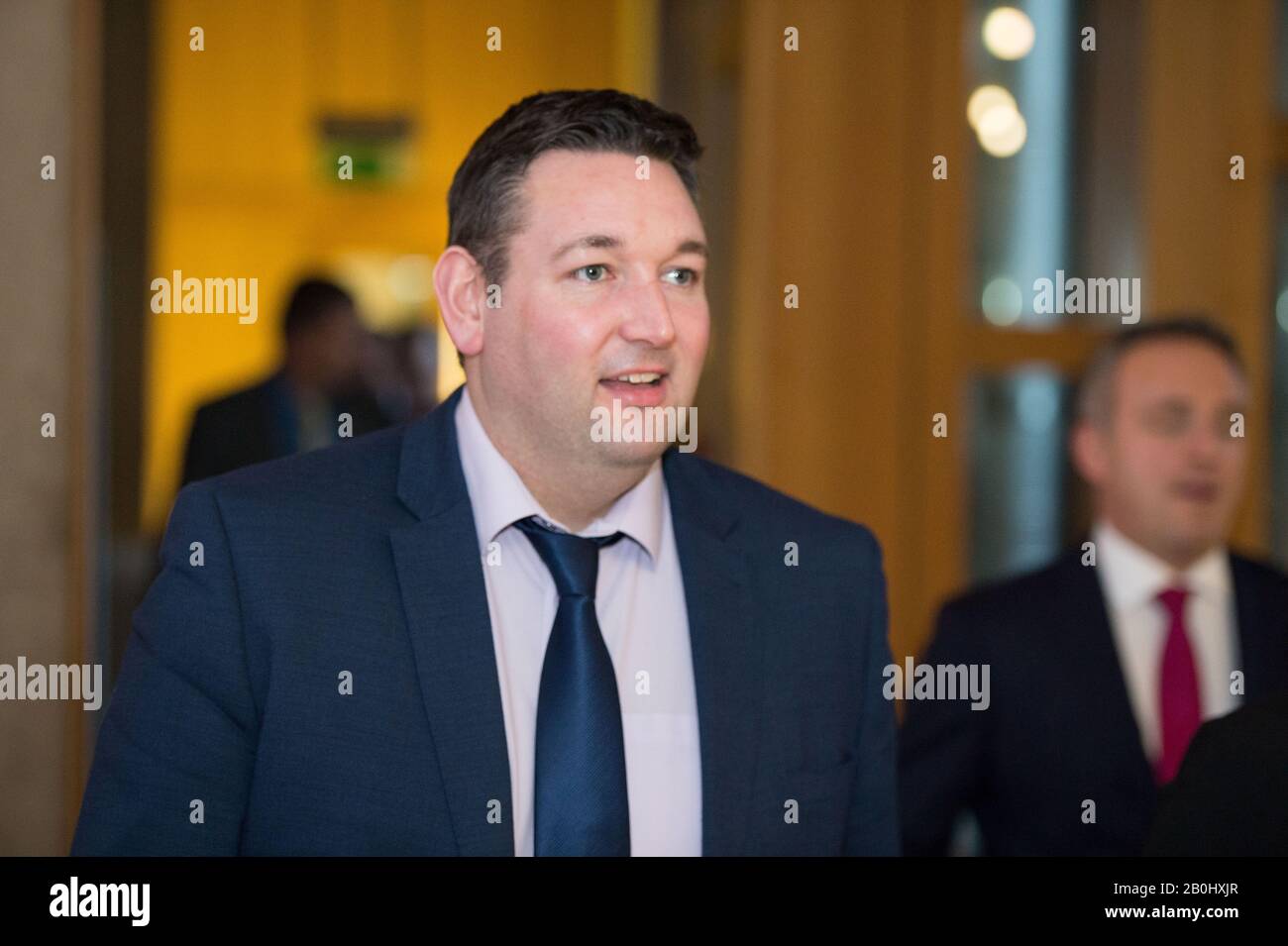 Edinburgh, UK. 20th Feb, 2020. Pictured: Miles Briggs MSP - Shadow Cabinet Secretary for Health, seen after decision time at the Scottish Parliament in Holyrood, Edinburgh. Credit: Colin Fisher/Alamy Live News Stock Photo