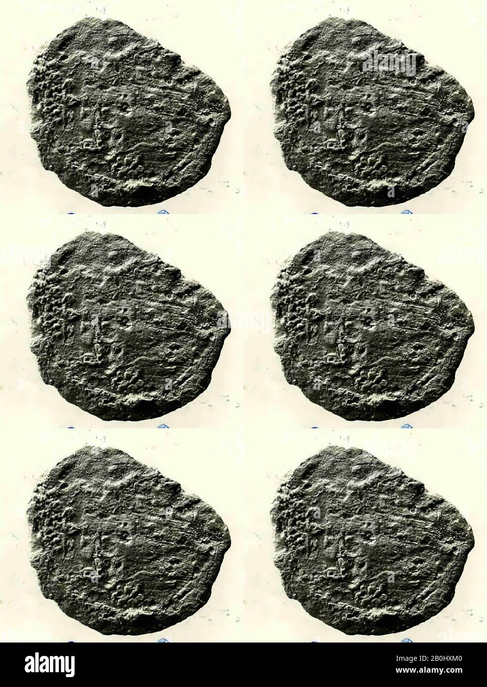 Coin, A.H. 366–87/A.D. 976–97, Excavated in Iran, Nishapur, Copper, Coins Stock Photo