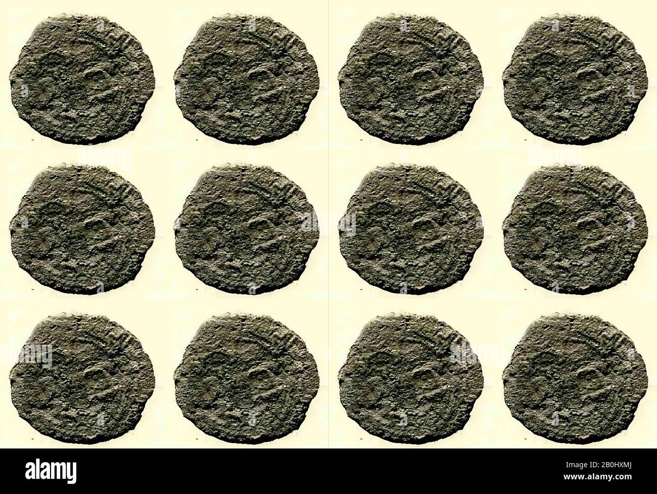 Coin, probably 8th–9th century, Excavated in Iran, Nishapur, Copper, Coins Stock Photo