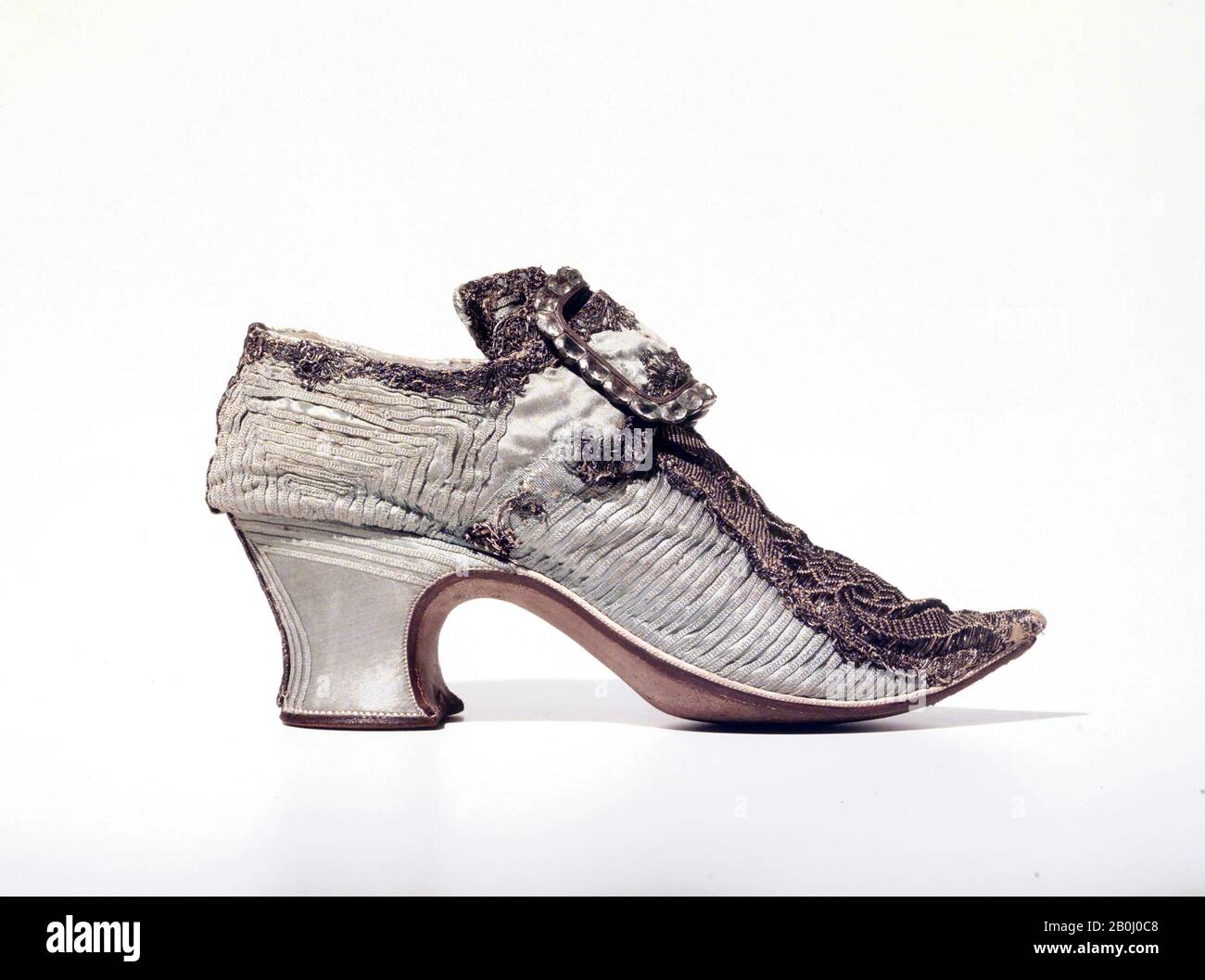 Shoes, probably British, 1700–1729, probably British, Silk, metallic Stock Photo