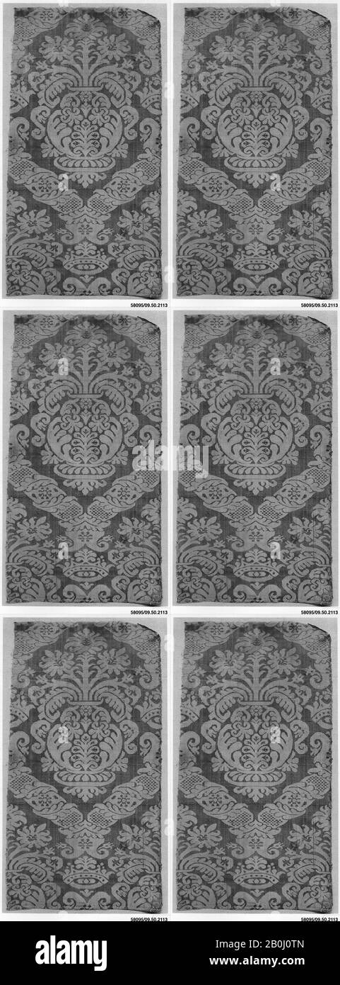 Piece, Italian or Spanish, 16th century, Italian or Spanish, Silk, L. 19 3/8 x W. 10 inches (49.2 x 25.4 cm), Textiles-Woven Stock Photo