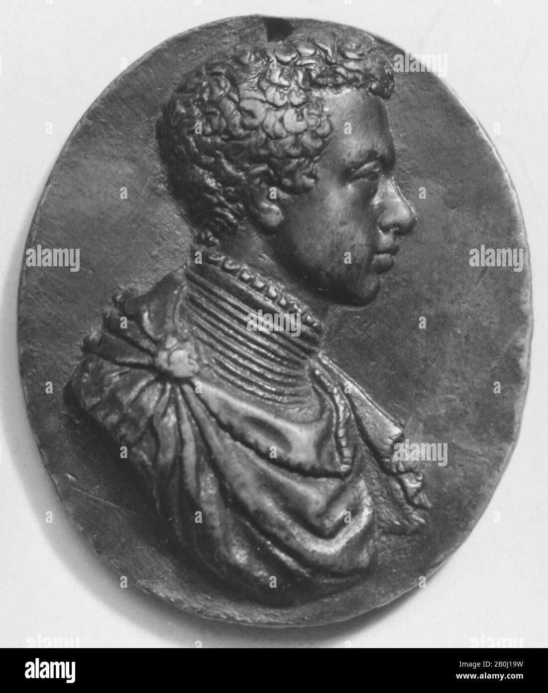 Probably Alessandro Farnese, 3rd Duke of Parma and Piacenza, about 14 years old (1545–1592), Italian, ca. 1560, Italian, Bronze, cast, Overall: 2 1/4 × 1 7/8 in. (5.7 × 4.8 cm), Medals and Plaquettes Stock Photo