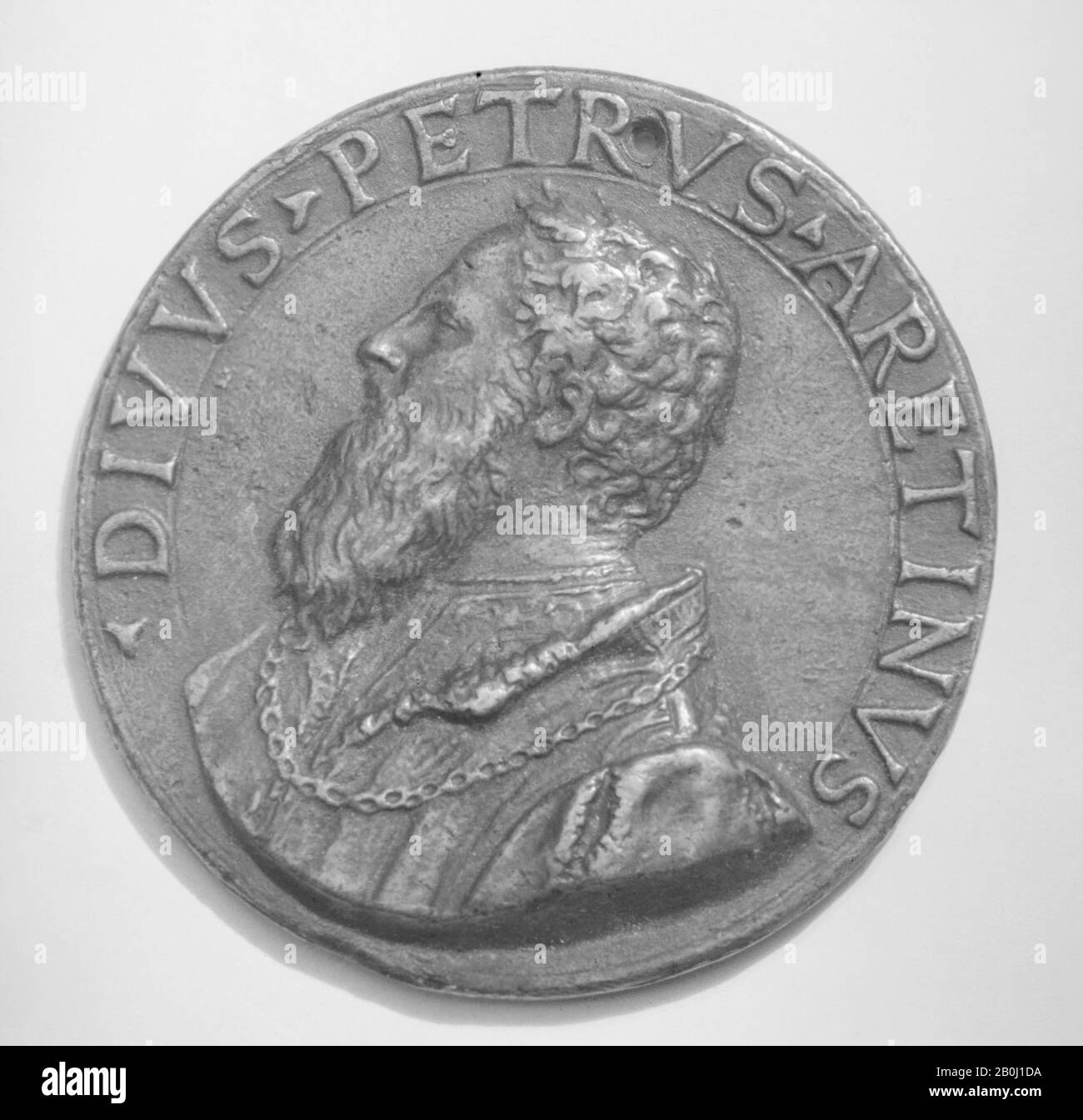 Pietro Aretino, Italian, second quarter 16th century, Italian, Bronze, Diameter: 2 3/4 in. (70 mm), Medals and Plaquettes Stock Photo