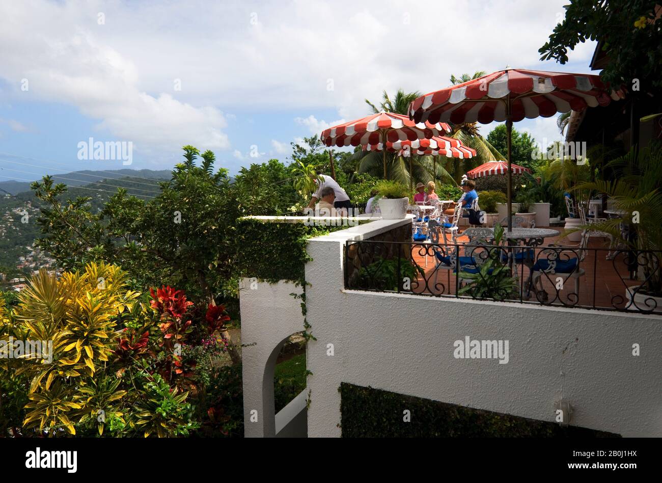 ST. LUCIA ISLAND, GREEN PARROT BAR AND RESTAURANT, PATIO Stock Photo
