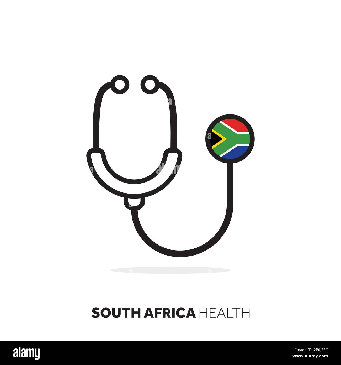South Africa healthcare concept. Medical stethoscope with country flag Stock Vector