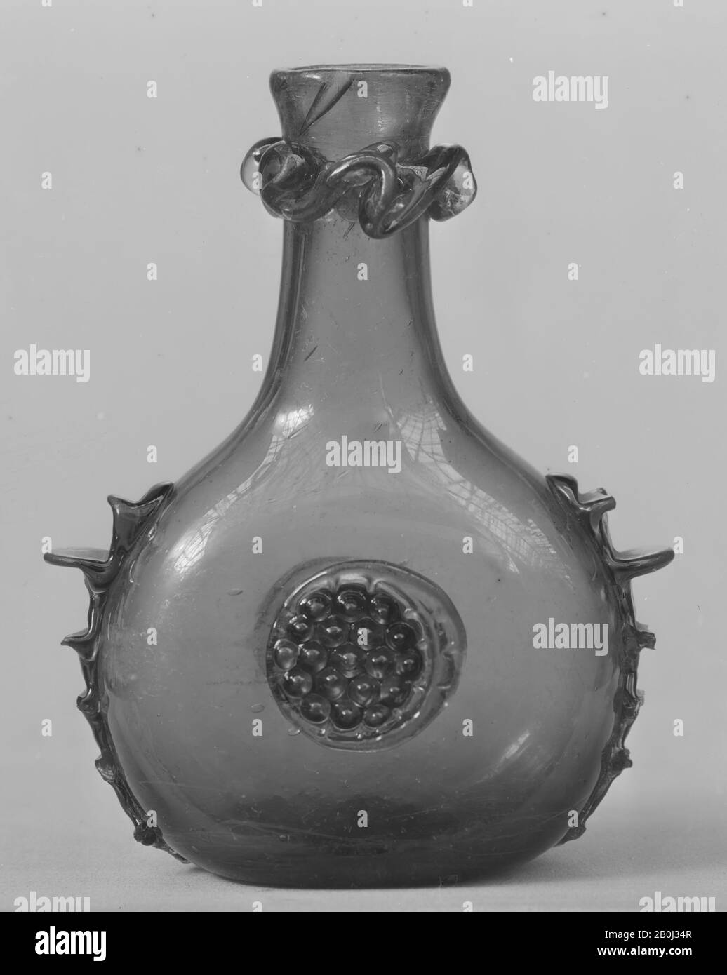 Bottle, German, 16th–17th century, German, Glass, H. 4 1/16 in. (10.3 cm), Glass Stock Photo