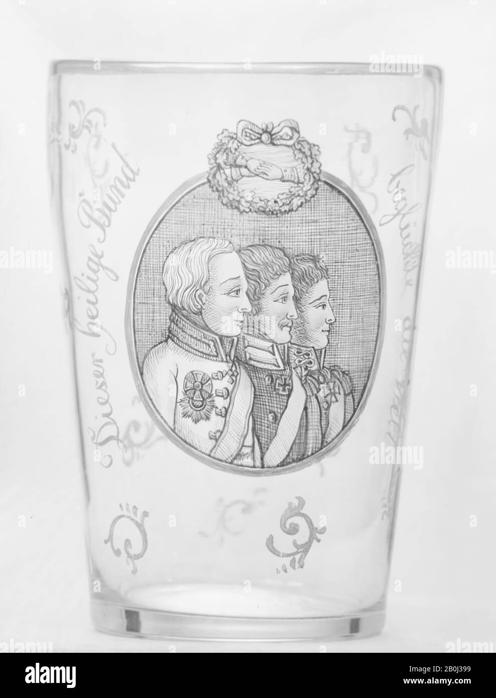 Beaker, German, ca. 1815, German, Glass, Overall: 5 5/8 × 3 7/8 in. (14.3 × 9.8 cm), Glass Stock Photo