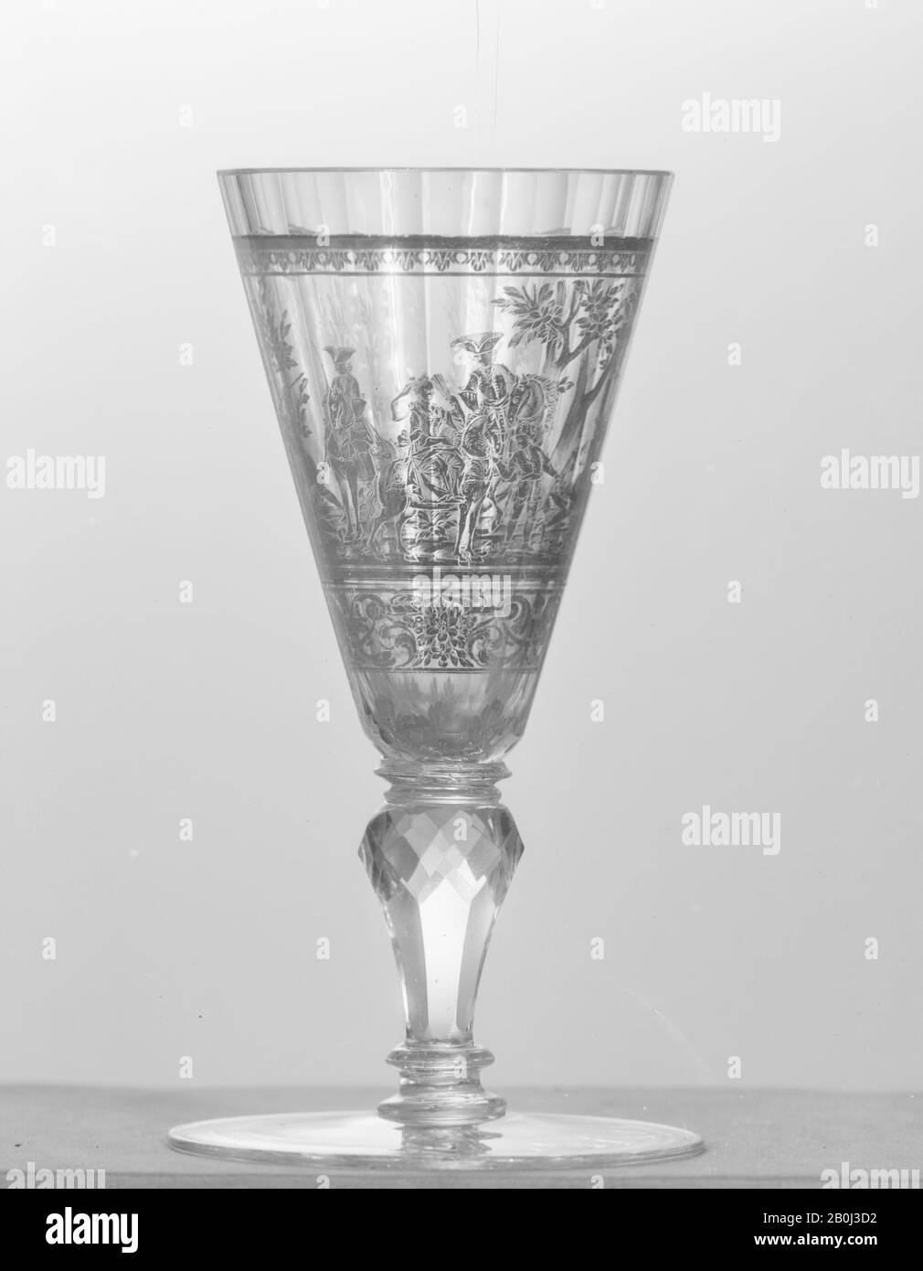 Wineglass, Bohemian, ca. 1730, Bohemian, Zwischengold glass, Overall: 6 1/4 × 2 7/8 in. (15.9 × 7.3 cm), Glass Stock Photo