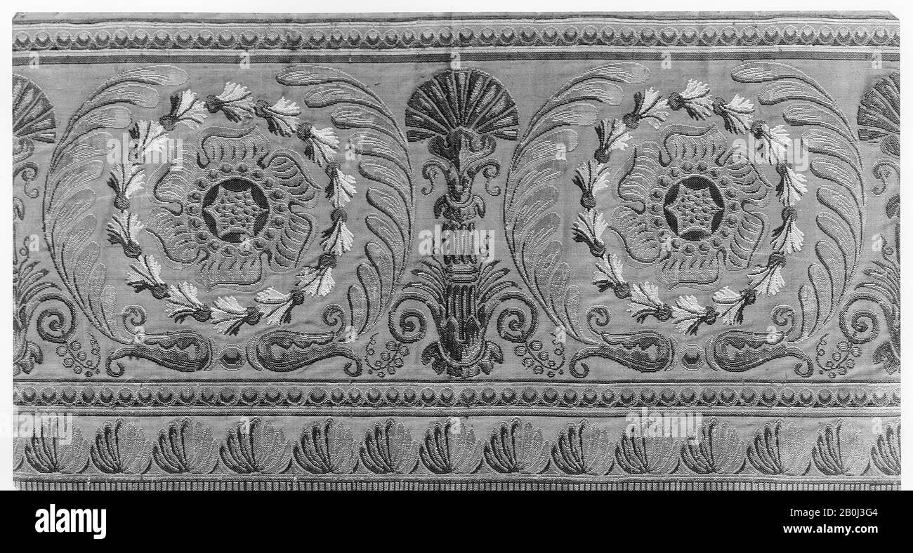 Border, French, 1804–14, French, Silk, 17 3/4 x 9 5/8 inches (45.1 x 24.4 cm), Textiles-Woven Stock Photo