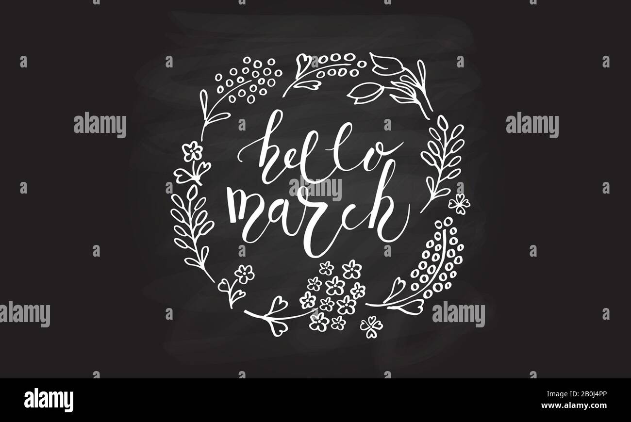 March Calendar. Spring Banner. Floral Illustration. Desktop Schedule ...