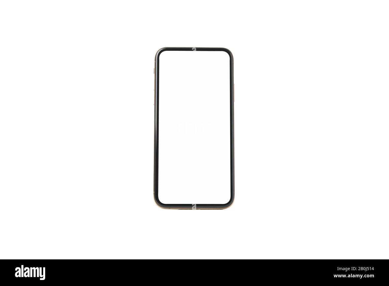 Phone with empty screen isolated on white background Stock Photo - Alamy