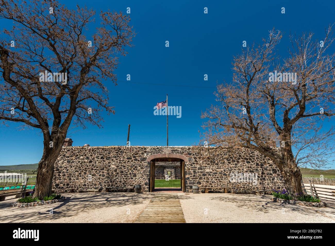 Front view of Cove Creek Ranch Fort, 1867, Utah, USA Stock Photo Alamy