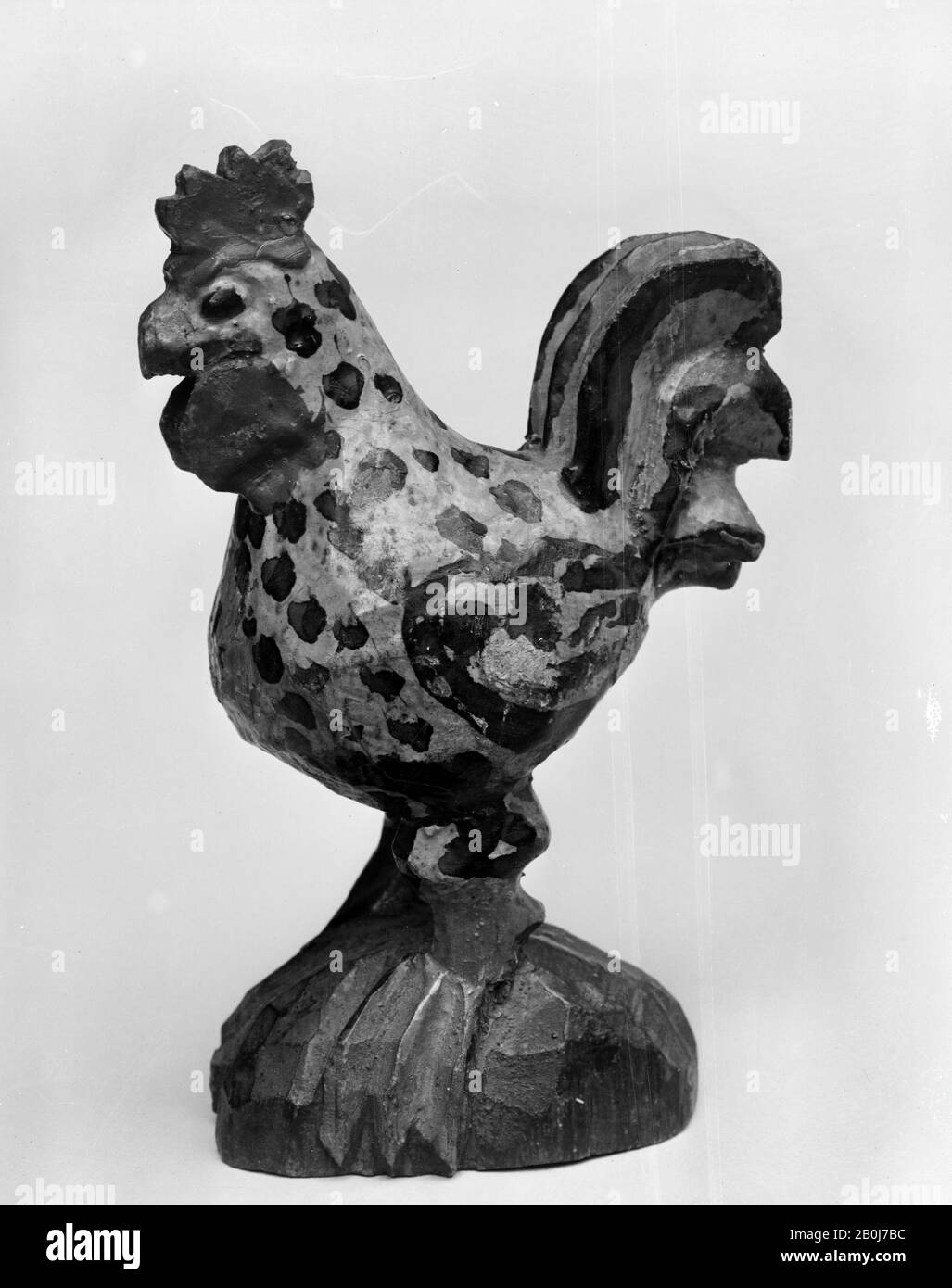 Attributed to Wilhelm Schimmel, Rooster, American, Attributed to Wilhelm Schimmel (probably 1817–1890), 1865–90, Made in Cumberland County, Pennsylvania, United States, American, White pine, 5 1/4 in. H. (13.34 cm), Sculpture Stock Photo
