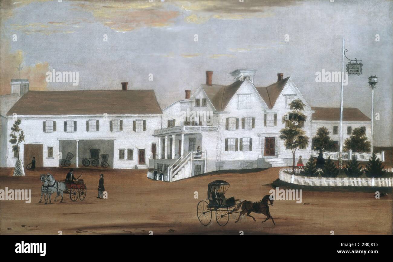 Hudson House, American, 1882, American, Oil on canvas, 17 7/16 x 25 7/16 in. (43.6 x 63.9 cm), Paintings Stock Photo