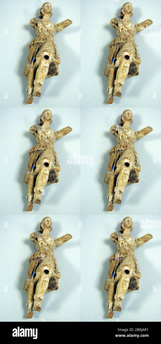 Terracotta statuette of Artemis, Greek, South Italian, Tarentine, Hellenistic, Date 3rd century B.C., Greek, South Italian, Tarentine, Terracotta, 7 7/8 x 3 3/16 in. (20.0 x 8.1 cm), Terracottas Stock Photo