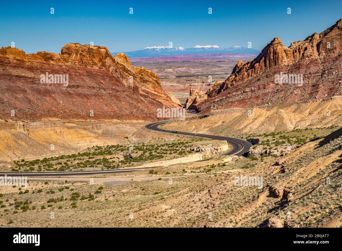 I70 Interstate Freeway in Spotted Wolf Canyon, crossing San Rafael