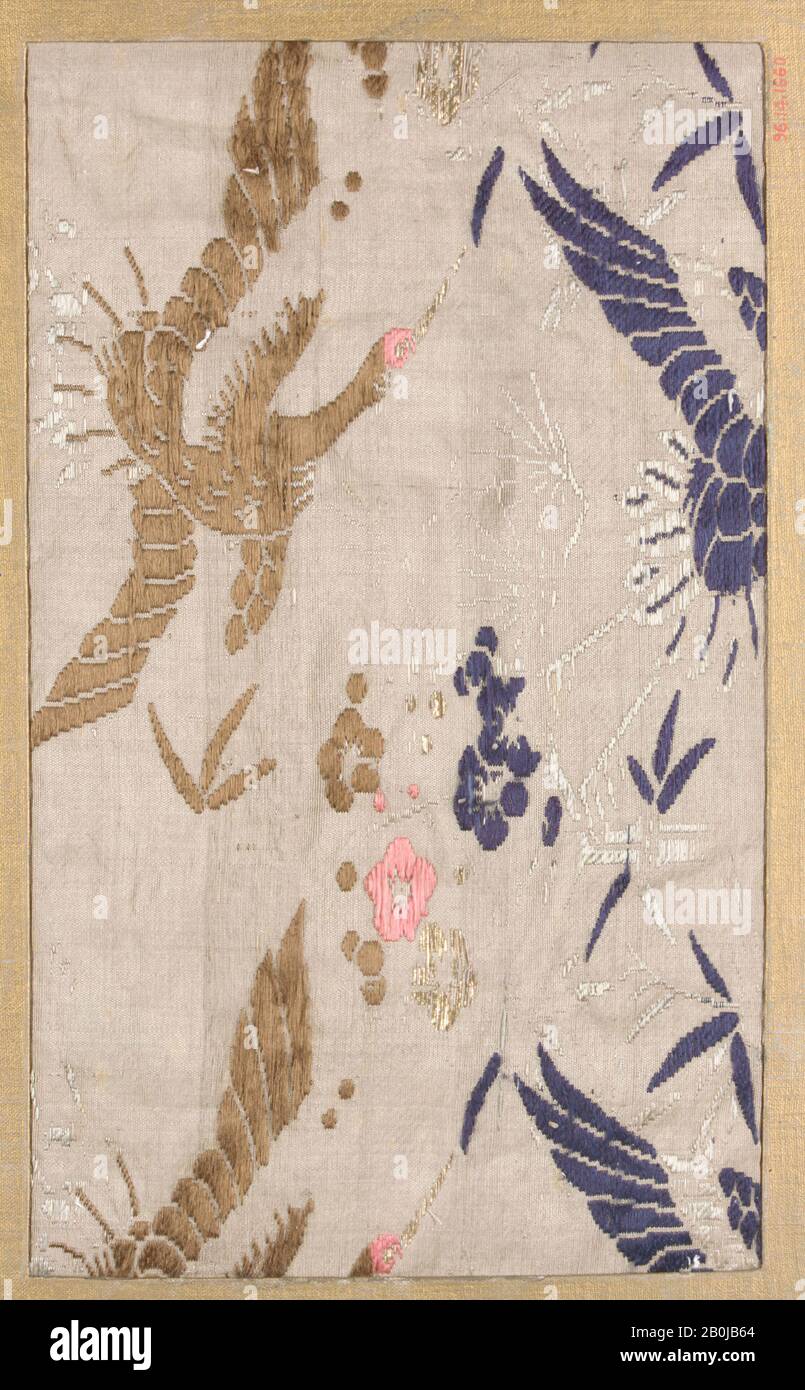 Piece, Japan, 18th–19th century, Japan, Silk, 5 1/2 x 9 1/4 in. (13.97 x 23.50 cm), Textiles-Woven Stock Photo