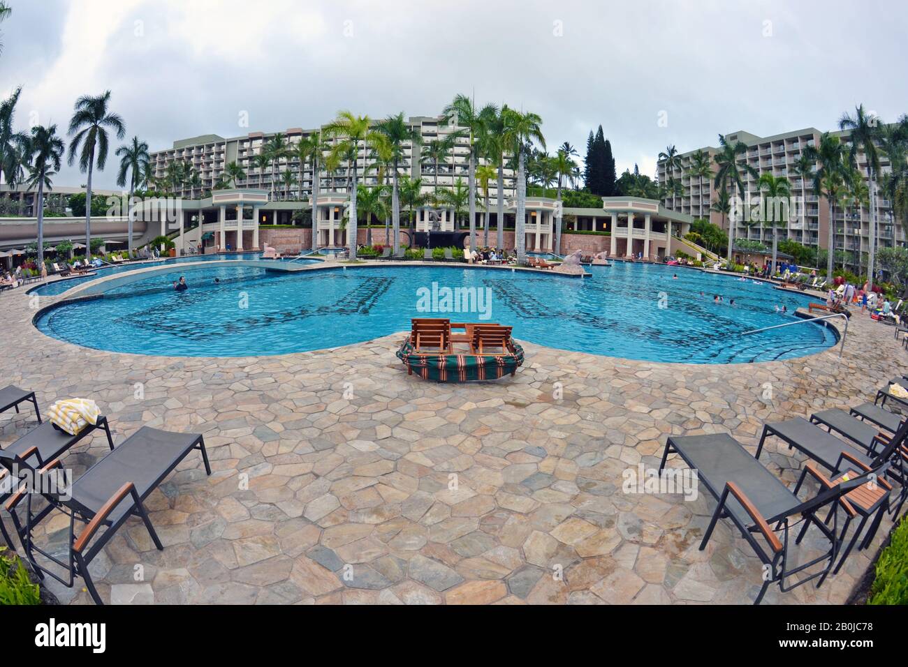 Pool area of a tropical resort in Kauai, Hawaii, USA Stock Photo
