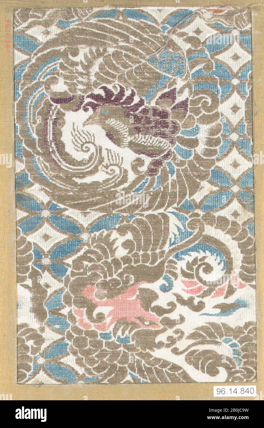 Piece, Japan, 18th–19th century, Japan, Silk, 5 1/2 x 8 3/4 in. (13.97 x 22.23 cm), Textiles-Woven Stock Photo