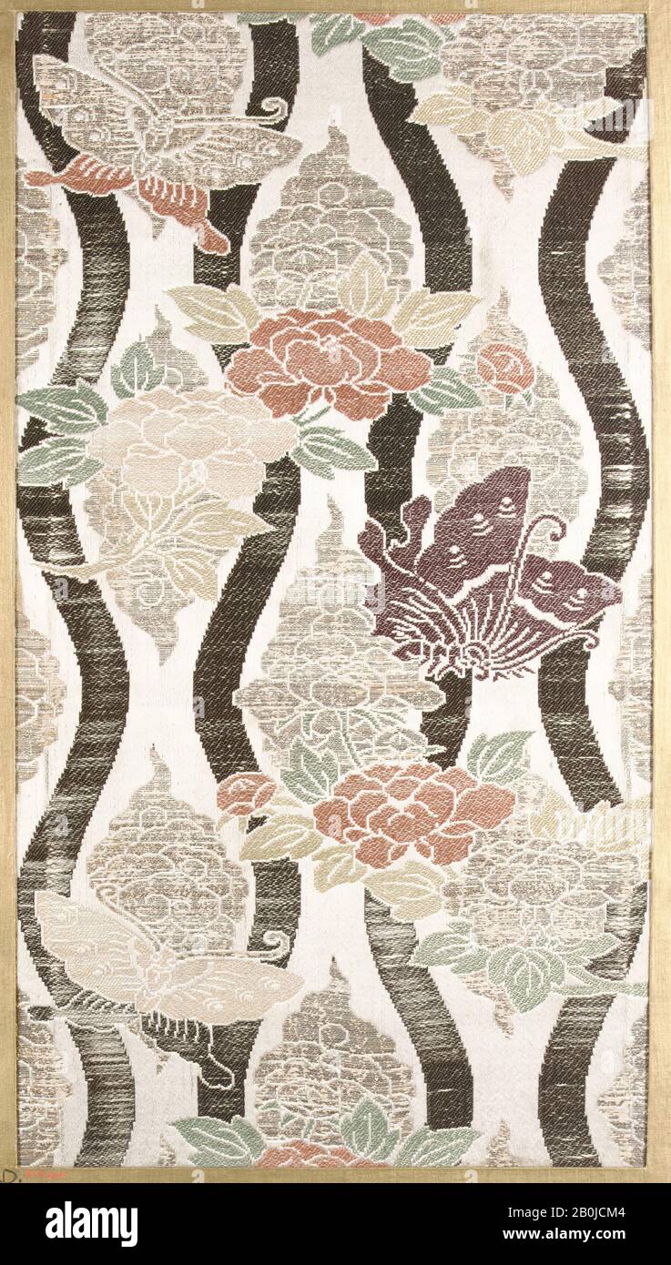 Piece, Japan, 18th–19th century, Japan, Silk, 16 3/4 x 9 1/4 in. (42.55 x 23.50 cm), Textiles-Woven Stock Photo